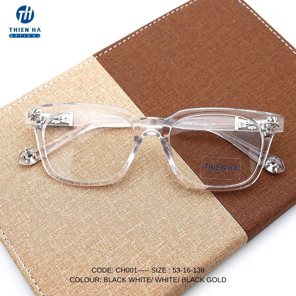 Gọng kính nam nữ Thiên Hà Optic dáng vuông,giả cận, cận,cá tính chất liệu nhựa nhẹ chắc chắn CH001 49 - 21 - 139 (mm