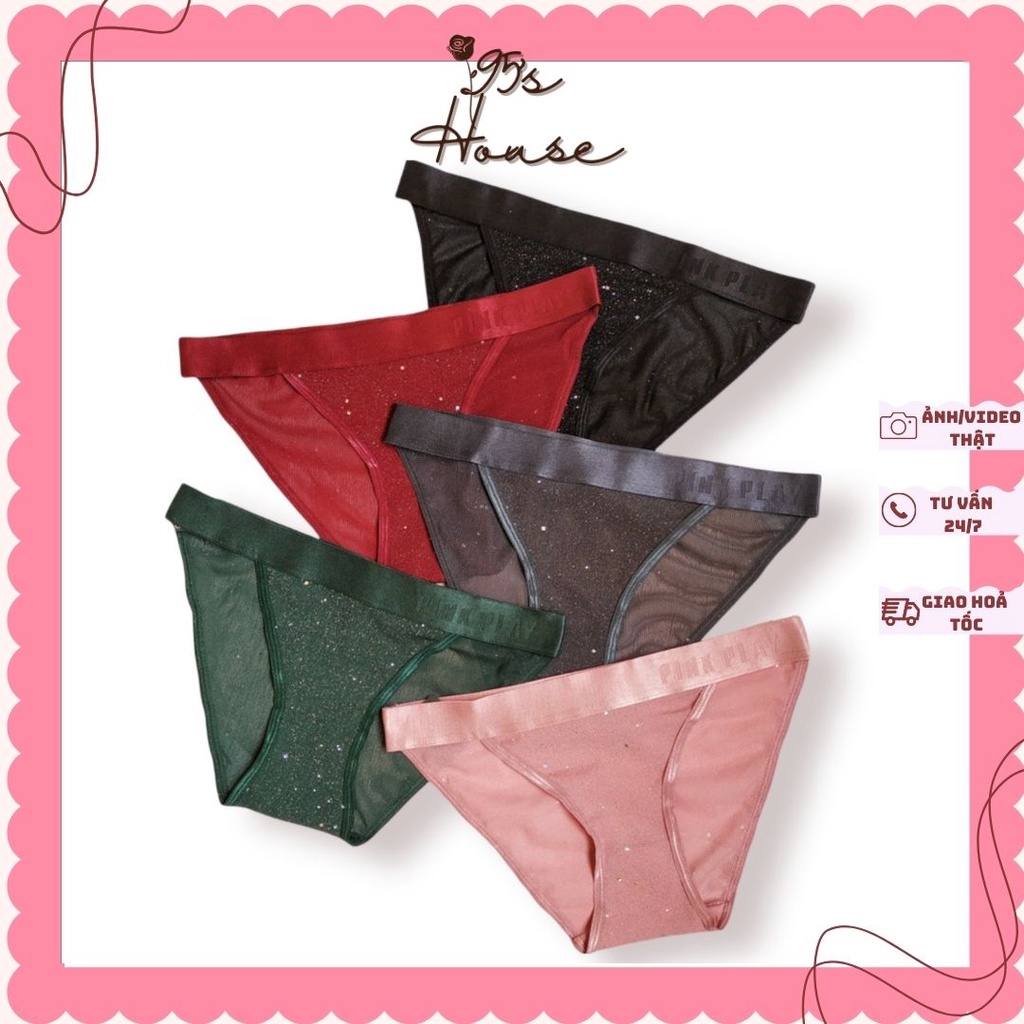 Quần lót nữ ren PinkPlay kim tuyến cao cấp, Quần sịp nữ sexy QL04 [95's House]