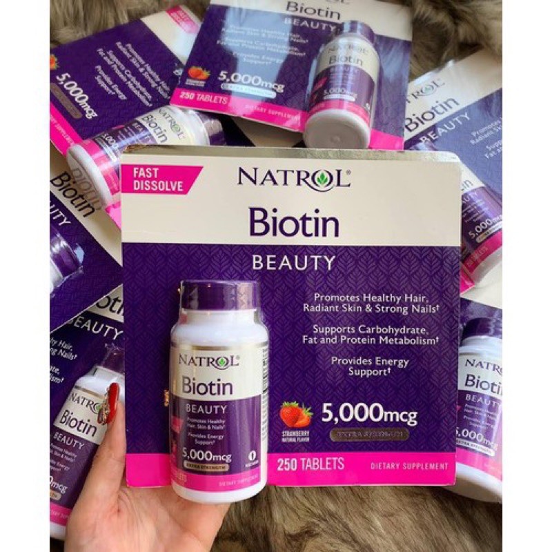 Viên Kẹo Ngậm NATROL BIOTIN BEAUTY 5000mcg 250 viên