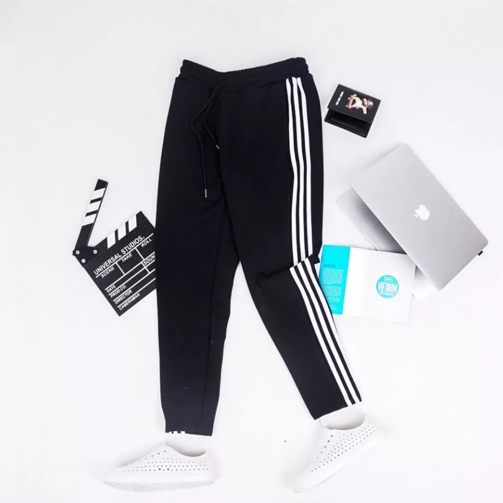 Quần Jogger Nam Nữ phối Sọc ống SUÔNG thun Poly. Phong Cách Thể Dục Thể Thao Năng Động Cá Tính Unisex