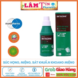 BETADINE Nước súc họng Gargle & Mouth Wash 125ml, hỗ trợ viêm họng