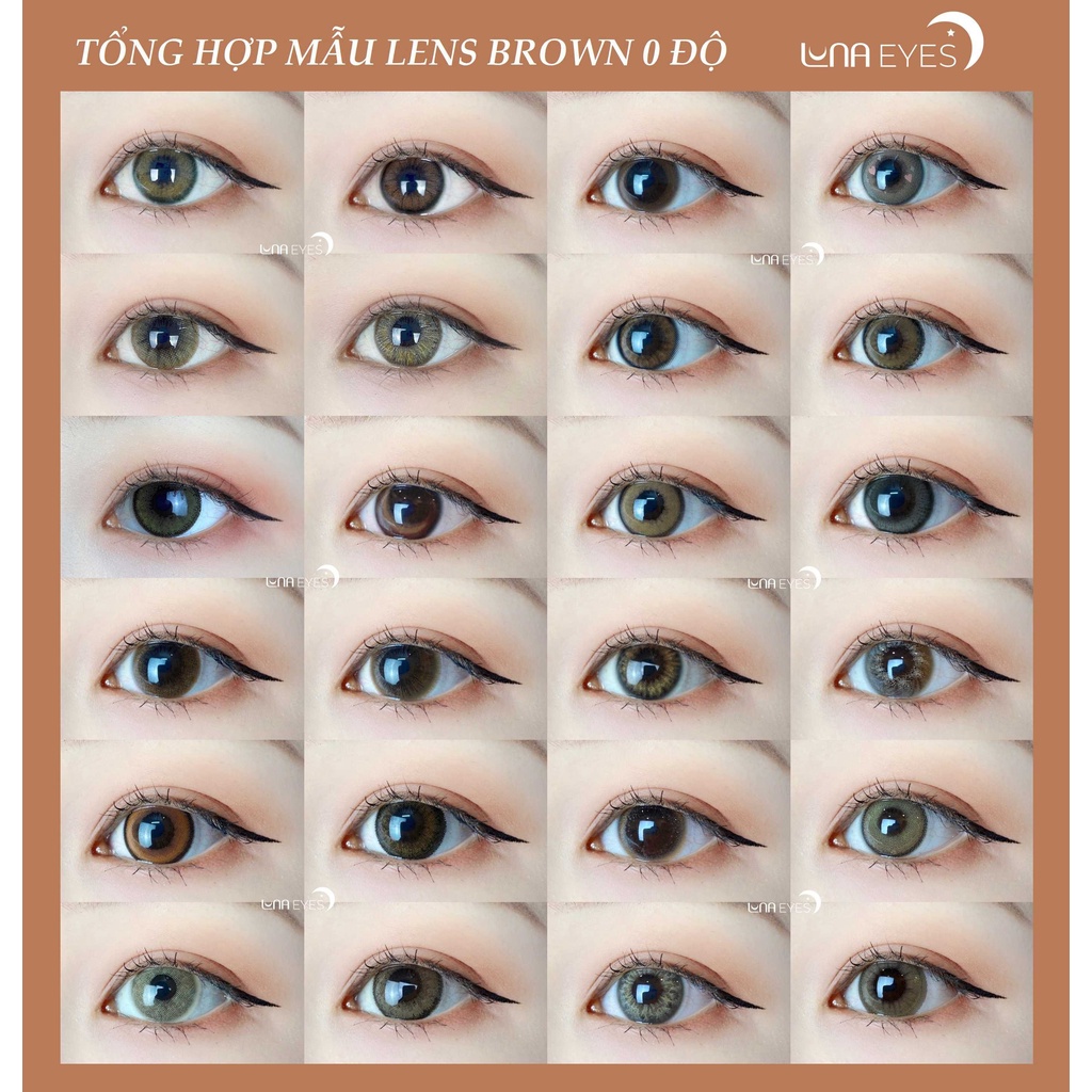 50 Mẫu Lens Brown 0 độ LUNAEYES Kính áp tròng JOLLY STORE