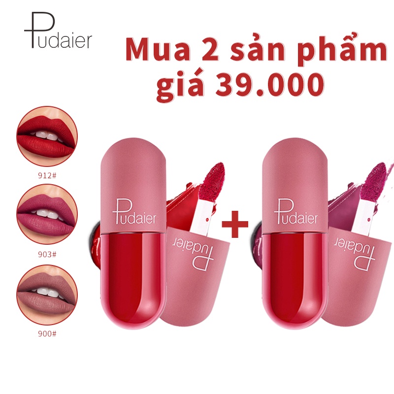 Son môi Pudaier thiết kế dạng viên con nhộng lâu trôi 18 màu tùy chọn 13g