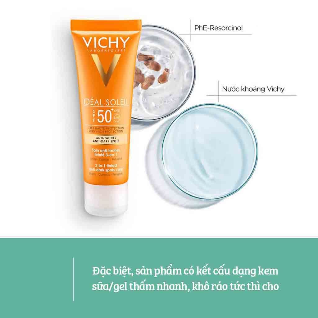 Kem Chống Nắng Không Gây Nhờn Rít Không Màu SPF50 Vichy Capital Soleil - Cam kết hàng chính hãng