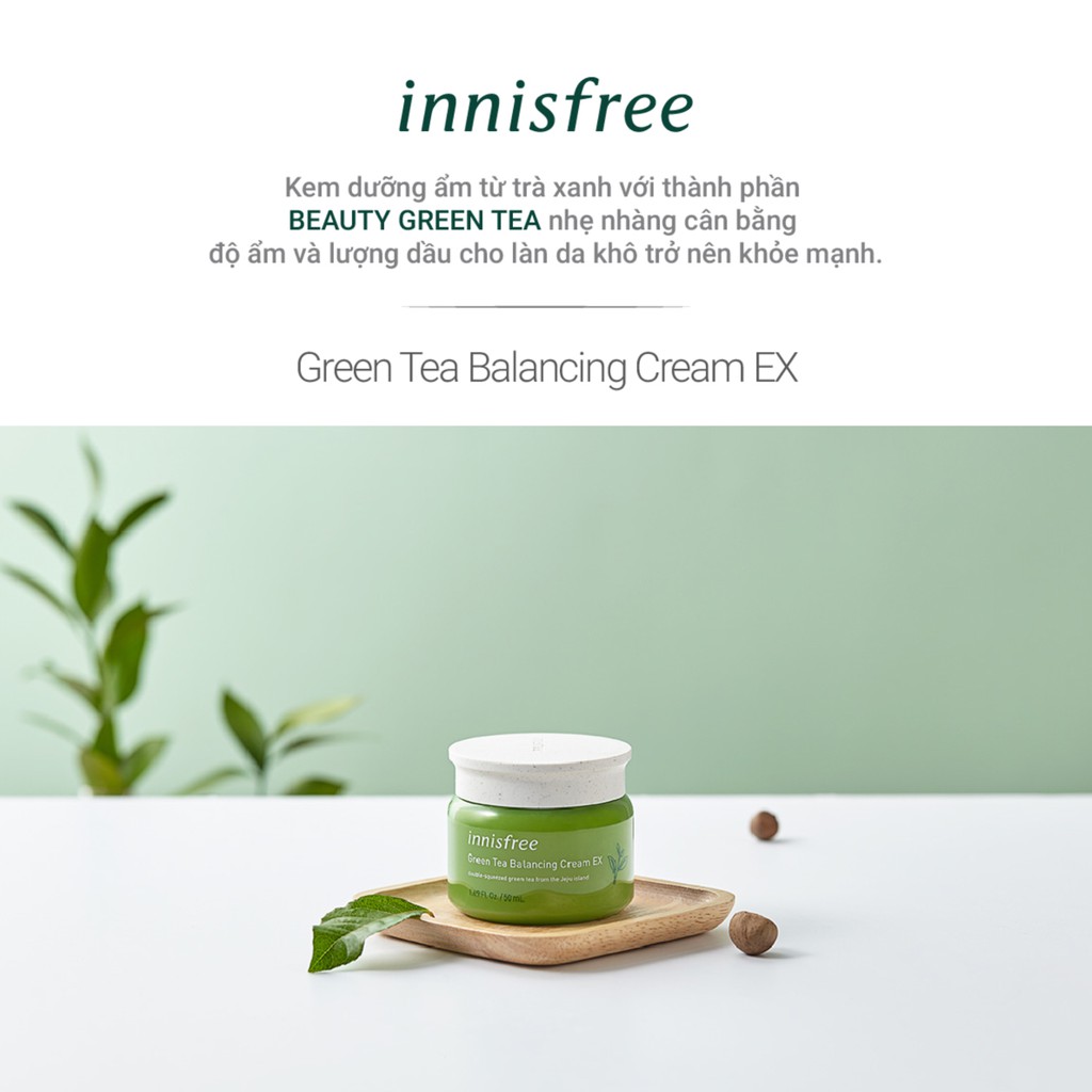 [Mã FMCGMALL -8% đơn 250K] Kem dưỡng cân bằng độ ẩm innisfree Green Tea Balancing Cream Ex 50ml | BigBuy360 - bigbuy360.vn
