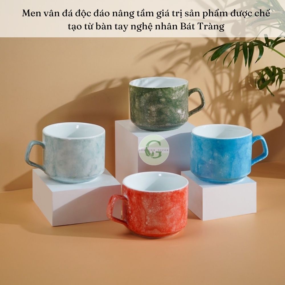 Ly Cà Phê Tách Cafe Capuchino 250ml Gốm Sứ Bát Tràng Cao Cấp nhiều màu