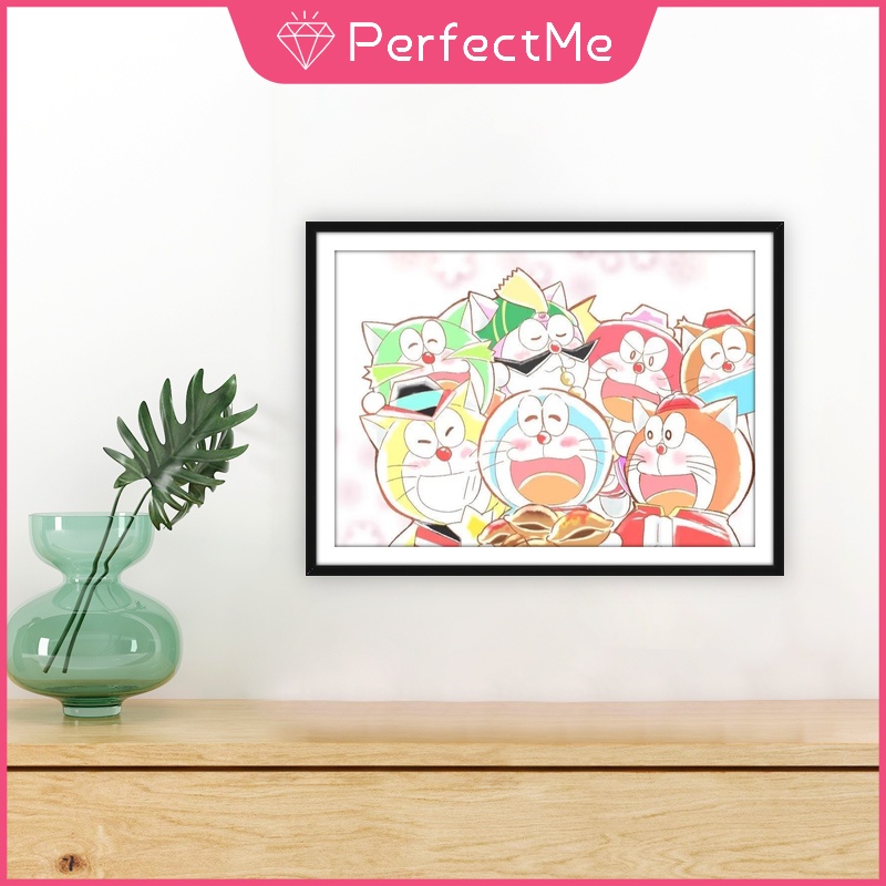 (Hàng Có Sẵn) Bộ 1 Tranh Đính Đá Tự Làm Hình Doraemon 5D Trang Trí Nhà Cửa Kích Thước 30 x 40 cm