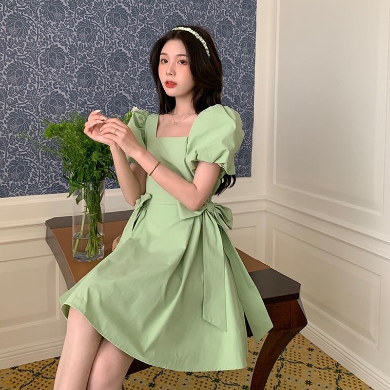 Đầm Tay Phồng Dáng Chữ A Thời Trang Mùa Hè Ngọt Ngào Cho Nữ