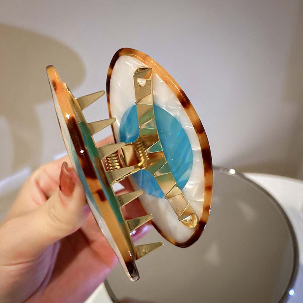 Kẹp tóc acrylic hình con mắt xanh lam thú vị thời trang kiểu hàn quốc tương phản màu sắc chất lượng cao