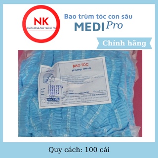 Bao trùm tóc nón con sâu Medipro gói 100 cái