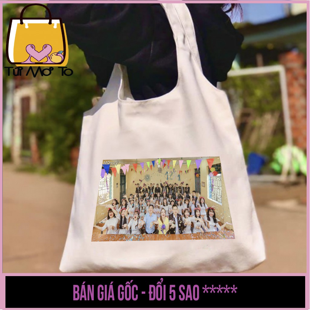 Túi tote THEO YÊU CẦU túi vải túi canvas quai tròn có khóa kéo - Túi Mơ to store