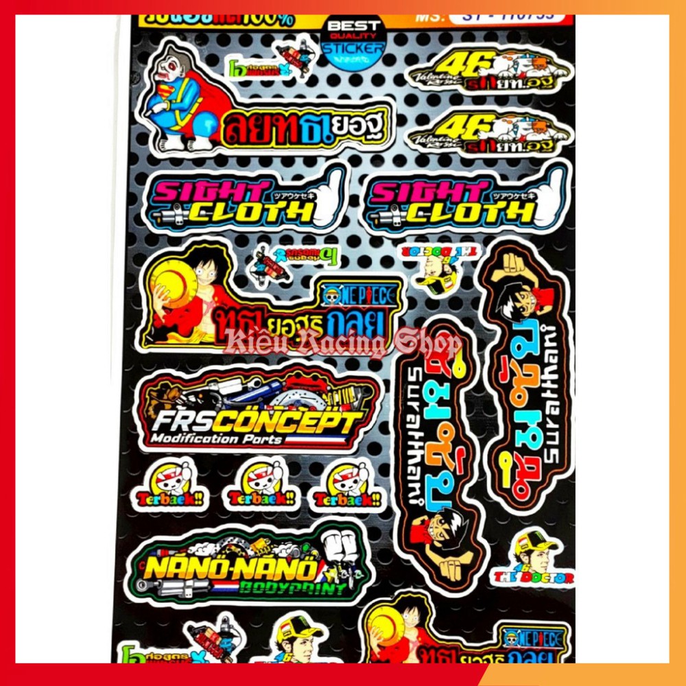 [Tem Xe] Tem Sticker Hoạt Hình Dán Xe