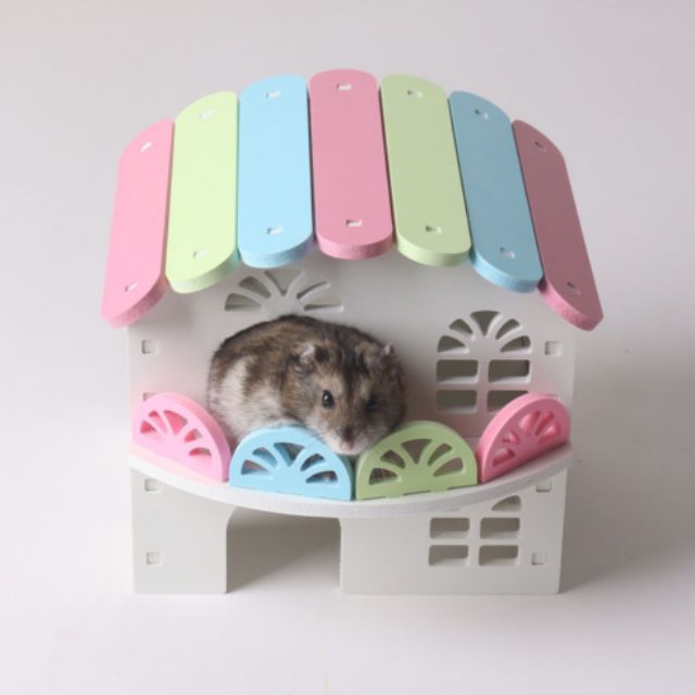 Nhà ngủ gỗ lắp ráp 2 tầng cho Hamster