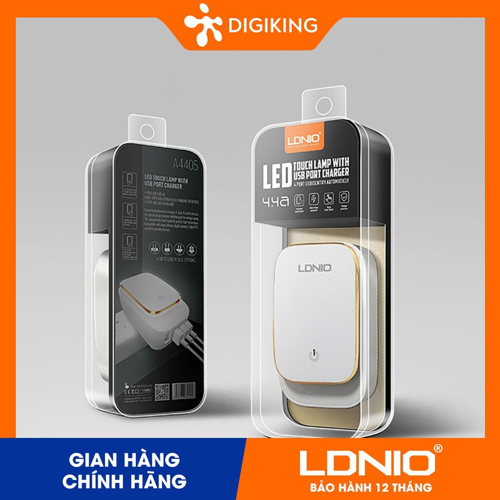 Sạc 4 Cổng LDNIO - A4405 Kèm Cáp Chân iPhone / Micro / TypeC