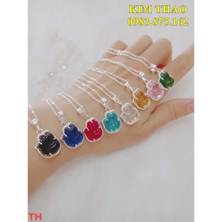 Dây chuyền mặt hồ ly bọc bạc - đủ màu