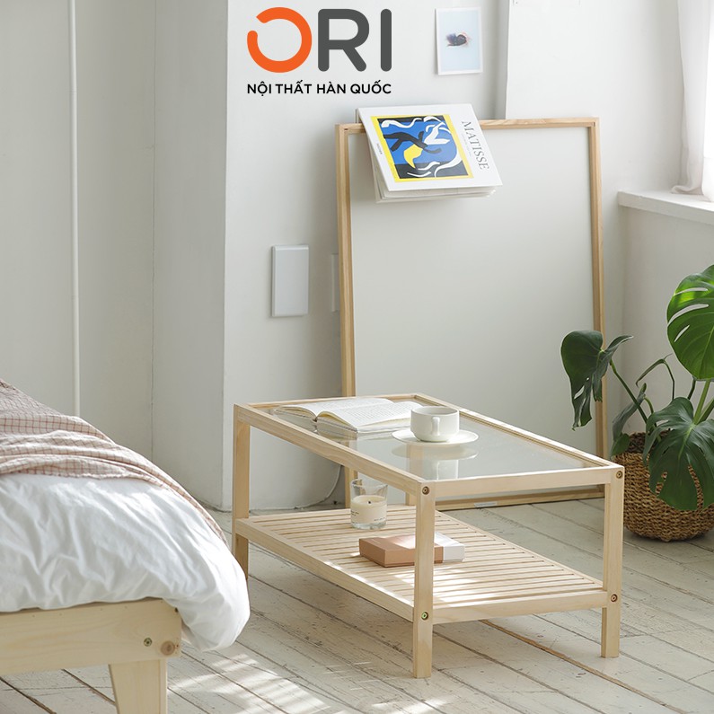 Bàn Trà / Sofa Mặt Kính Kiểu Dáng Hàn Quốc Màu Gỗ - H TABLE - ORI NỘI THẤT HÀN QUỐC