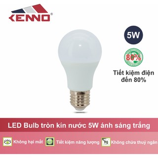 Bóng LED bulb tròn 5W kín nước ánh sáng trắng