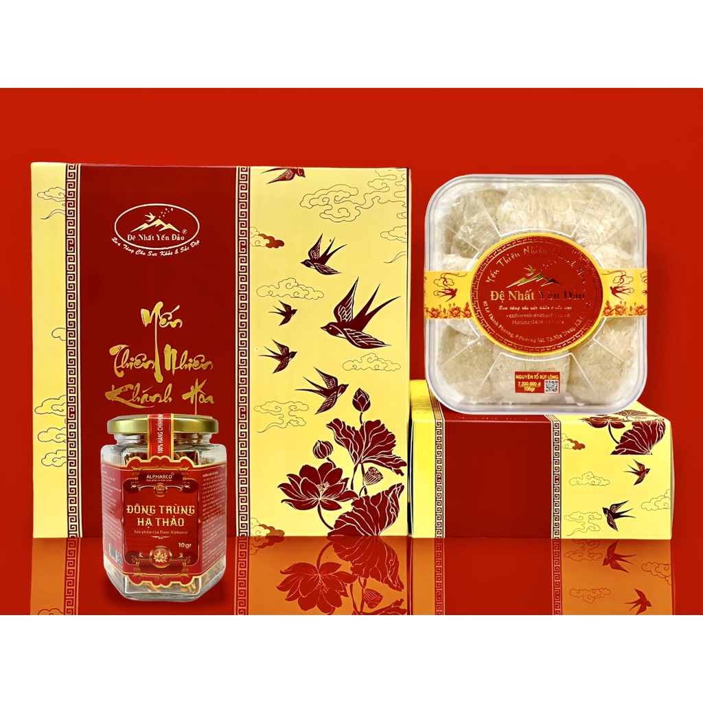 Combo Đệ Nhất Yến Đảo 3 - Yến Nguyên Tổ Rút Lông (hộp 100g) + Nấm Đông Trùng Hạ Thảo (lọ 10g) - Thập Toàn Đai Bổ