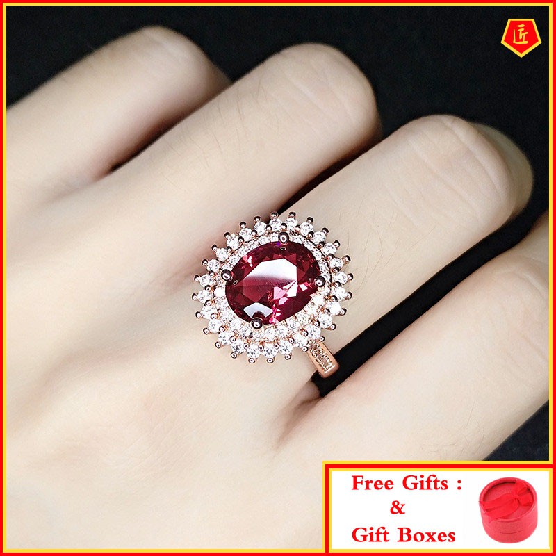 (Hàng Có Sẵn) Nhẫn Đính Đá Ruby Sang Trọng