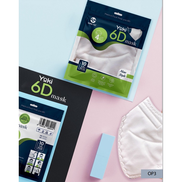 Khẩu trang 6D Mask YOKI 5 lớp kháng khuẩn Túi 10 cái