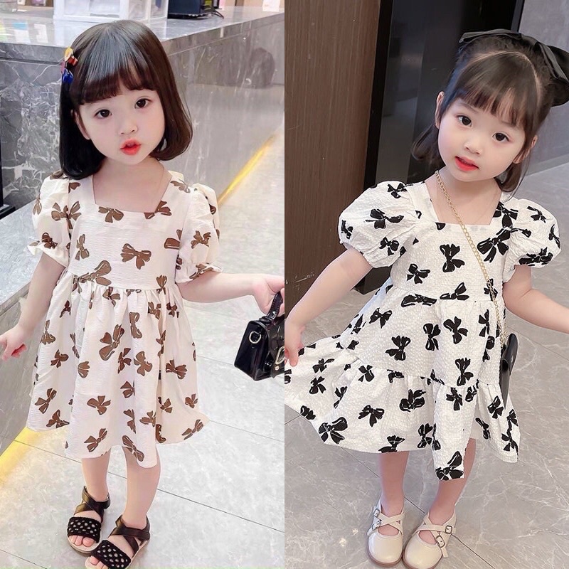 Váy cho bé gái(Mã 12) 💕LINA KIDS💕 đầm bé gái hình nơ 8-18kg