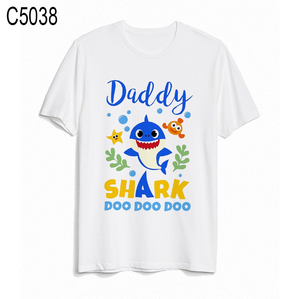 Áo Thun In Hình Cá Mập Hoạt Hình Cho Gia Đình