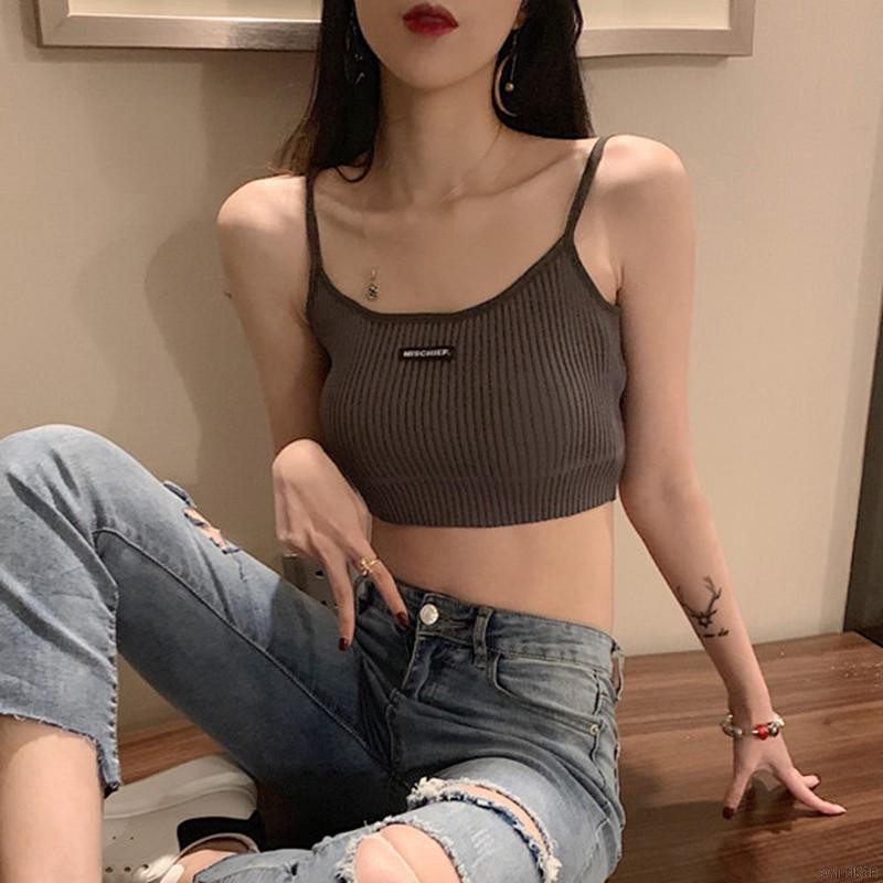 Áo 2 Dây Dệt Kim Thiết Kế Đơn Giản Thời Trang Cho Nữ