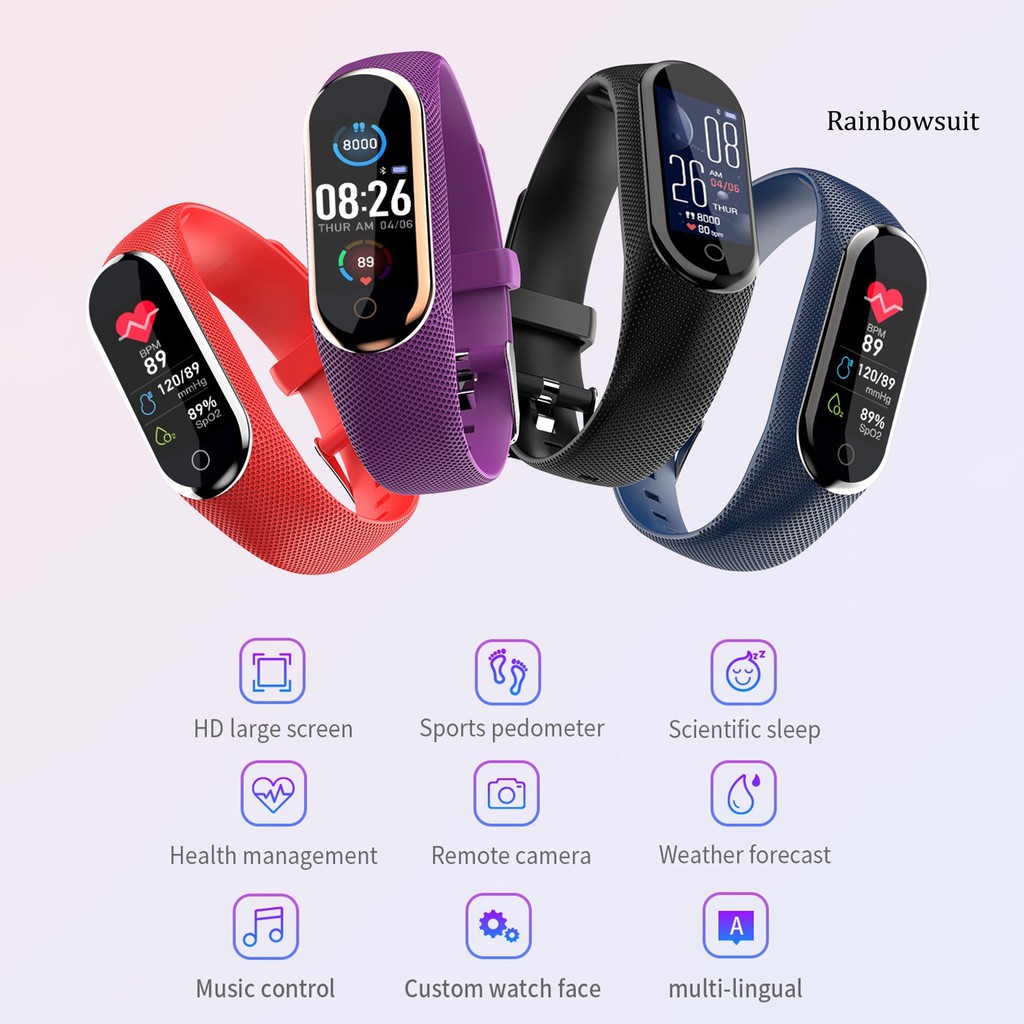 Vòng Đeo Tay Thông Minh Rb-m8 Kết Nối Bluetooth 4.0 Chống Nước Có Thể Sạc Được Kèm Phụ Kiện