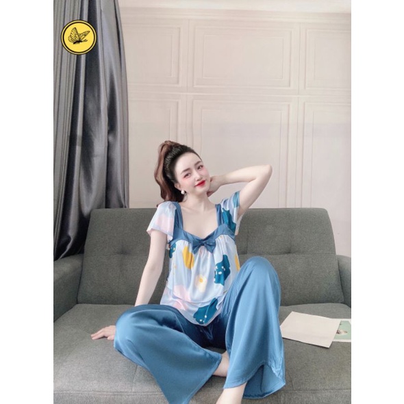 Bộ lụa latin cánh tiên hoạ tiết xinh xắn