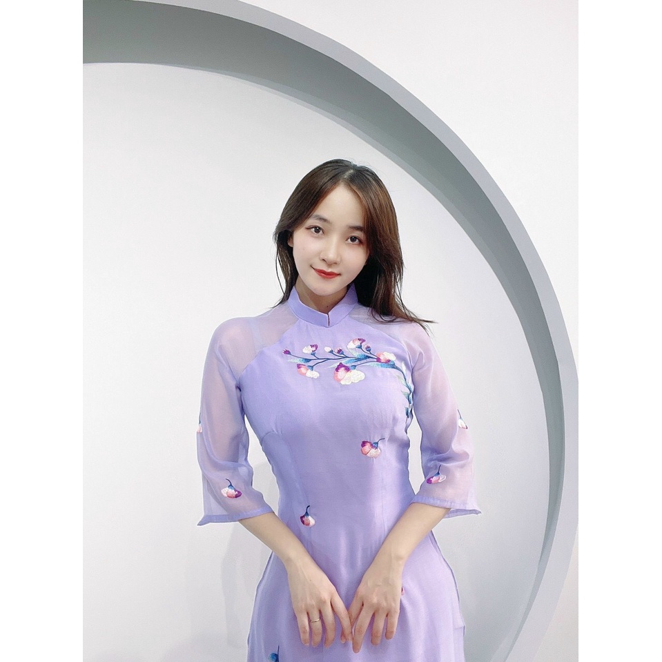 ⚡️ Áo dài truyền thống cổ cao 3 phân tay dài 4 tà