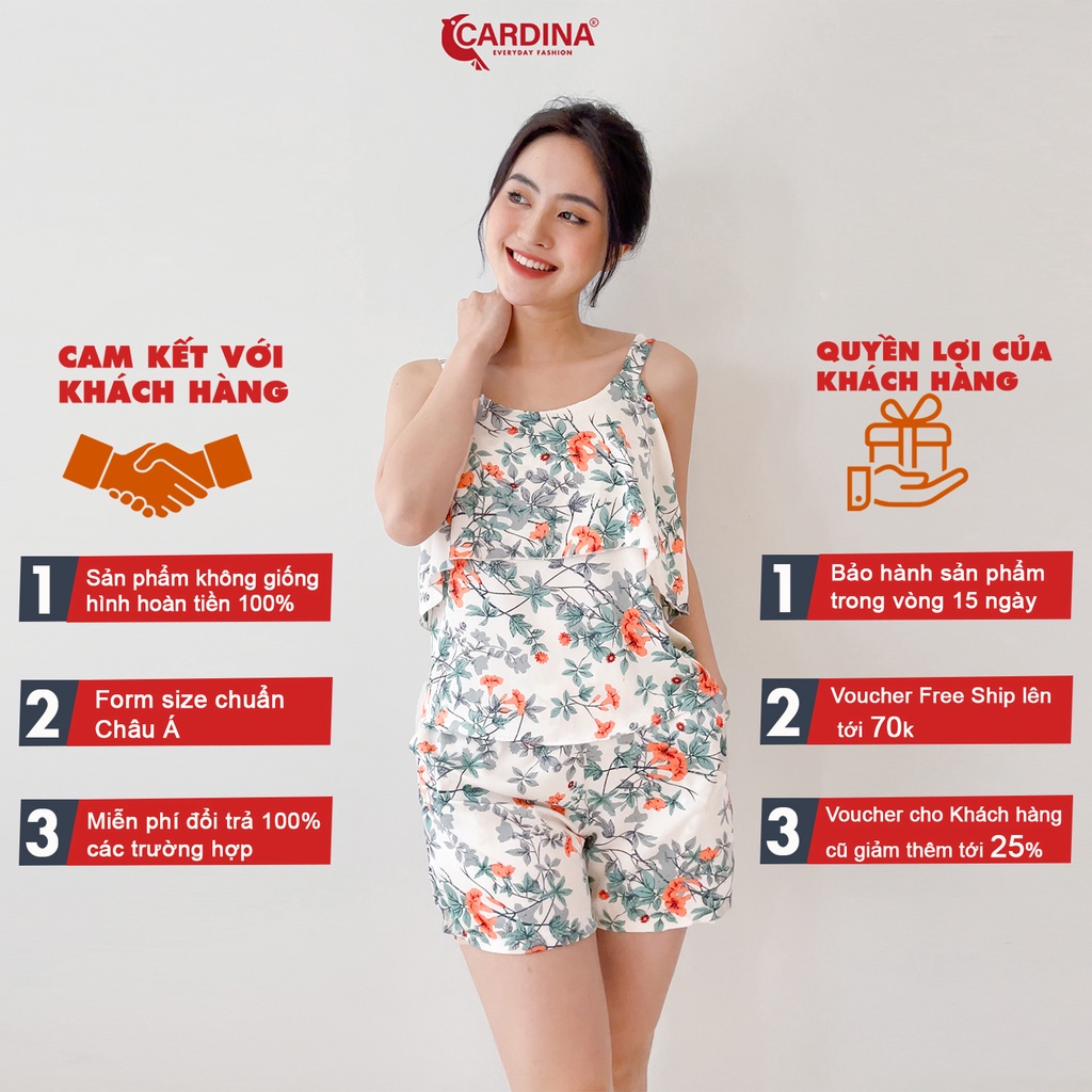 Đồ Bộ Nữ 𝐂𝐀𝐑𝐃𝐈𝐍𝐀 Chất Lụa Satin Cao Cấp Quần Đùi Áo Hai Dây Họa Tiết Quyến Rũ 2SF12