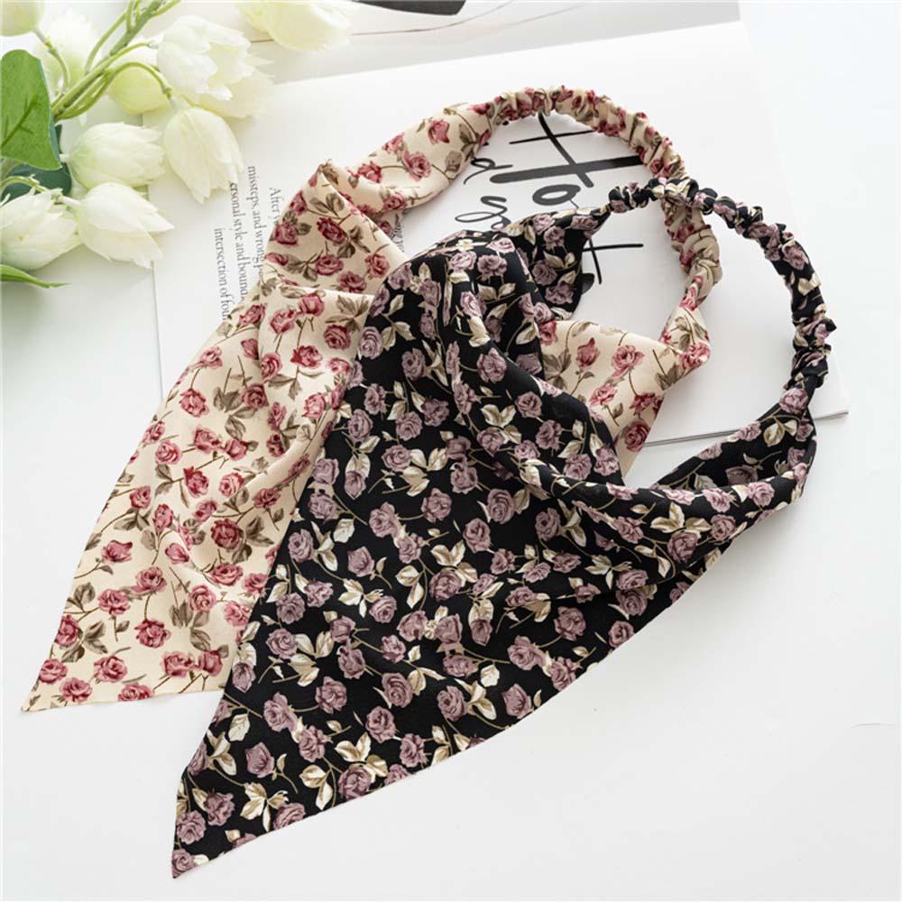 Băng Đô Cài Tóc Co Giãn In Họa Tiết Hoa / Tam Giác Dễ Thương Thời Trang Cho