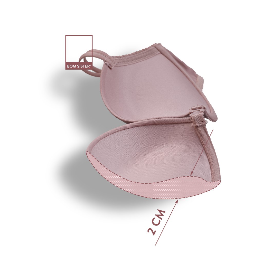 Áo lót cài trước thun mút vừa có gọng màu trơn dây đôi nâng ngực tự nhiên BOM SISTER  MU3004