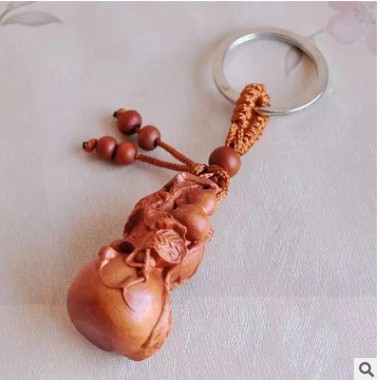 Combo 10 Móc khóa gỗ hồ lô phong thủy may mắn bình an