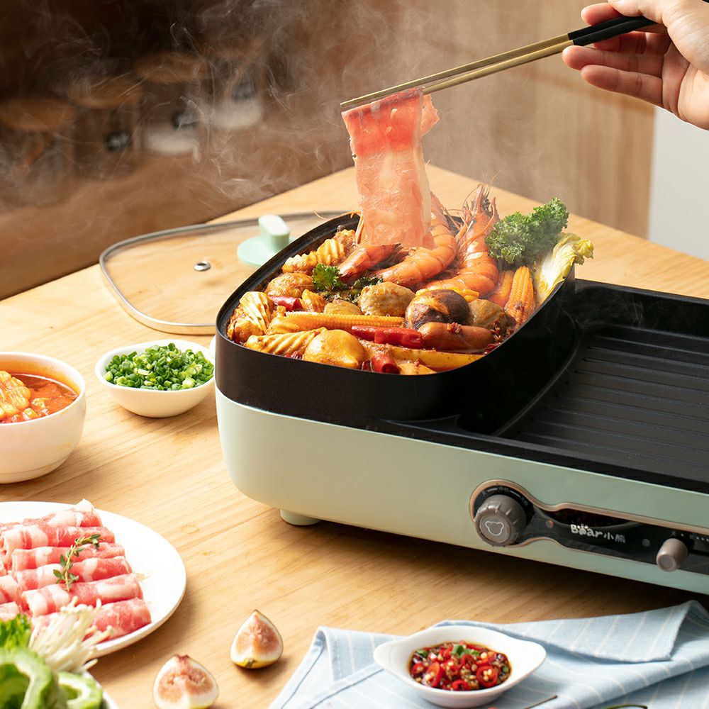 Bếp Lẩu Nướng Hai Ngăn Đa Năng Bear DKL-C15G1 dung tích 3L