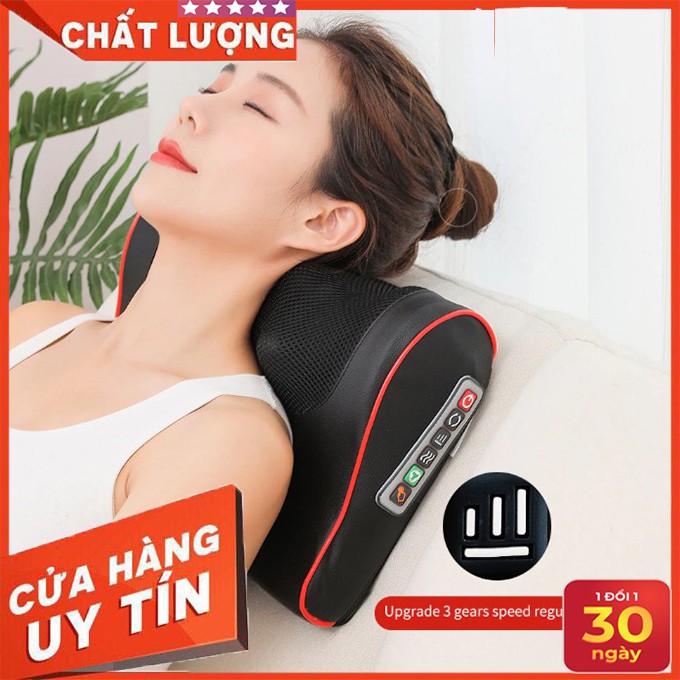 Gối Massage Hồng Ngoại 16 Bi Mát Xa Vai, Cổ, Gáy, Cột Sống Lưng Đa Năng