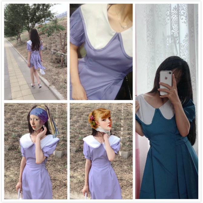 [ Mã FAGREEN1505 giảm 10% tối đa 30K đơn 99K] Women Purple Sweet Dress Fashion Short Sleeve Dress | BigBuy360 - bigbuy360.vn