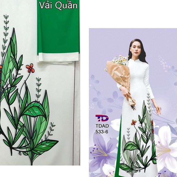 Cả Bộ Vải Áo Dài và Quần - Chất Tuyết Nhật In 3D - Co Giãn - Mềm Mại - Không Cần Lót