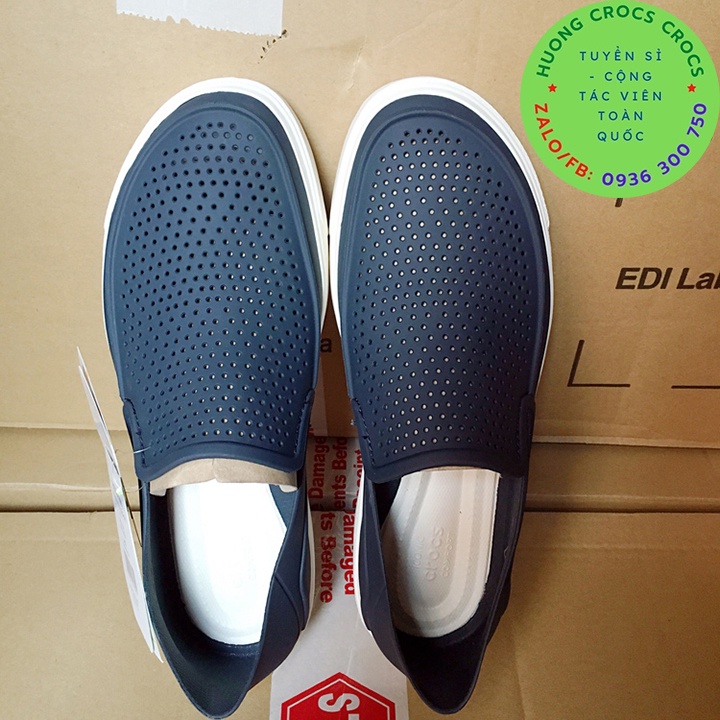GIÀY NHỰA CROCS CITILANE ROKA SLIP ON CHO NAM MÀU XANH NAVY XUẤT XỊN FULL BOX