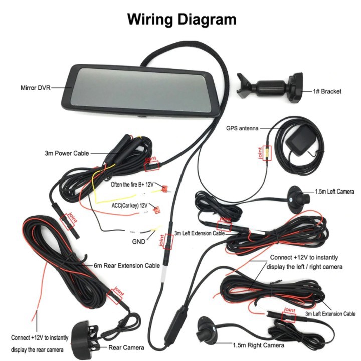 Camera hành trình 360 độ, thương hiệu cao cấp Whexune K950 tích hợp 4 camera, Android, Wifi, GPS, màn hình 10 inch | BigBuy360 - bigbuy360.vn