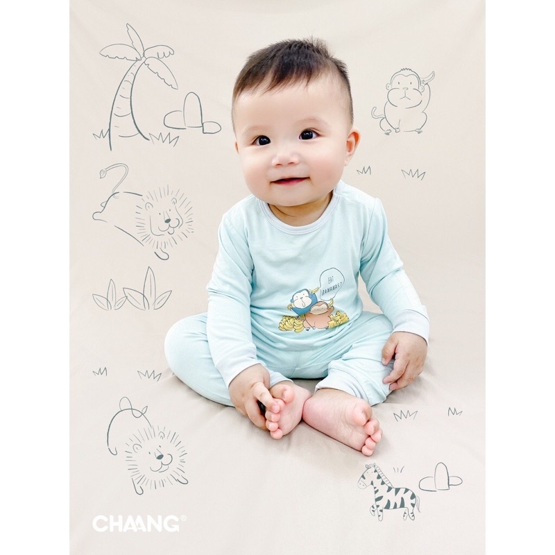 Bộ dài tay trẻ em cúc vai Pettit cao cấp Jungle Chaang 0-5y