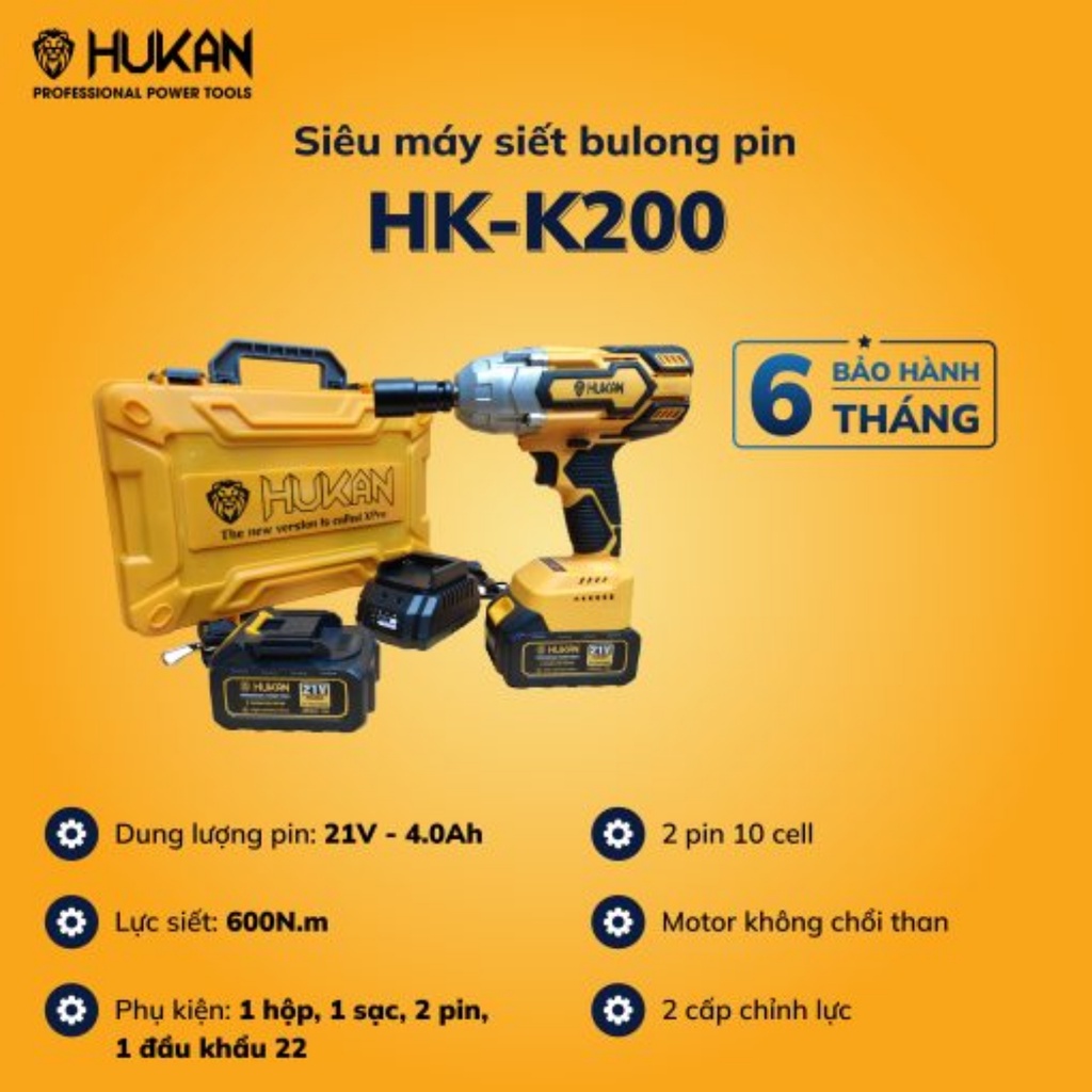 Siêu máy siết bulong pin HK-K200 không chổi than