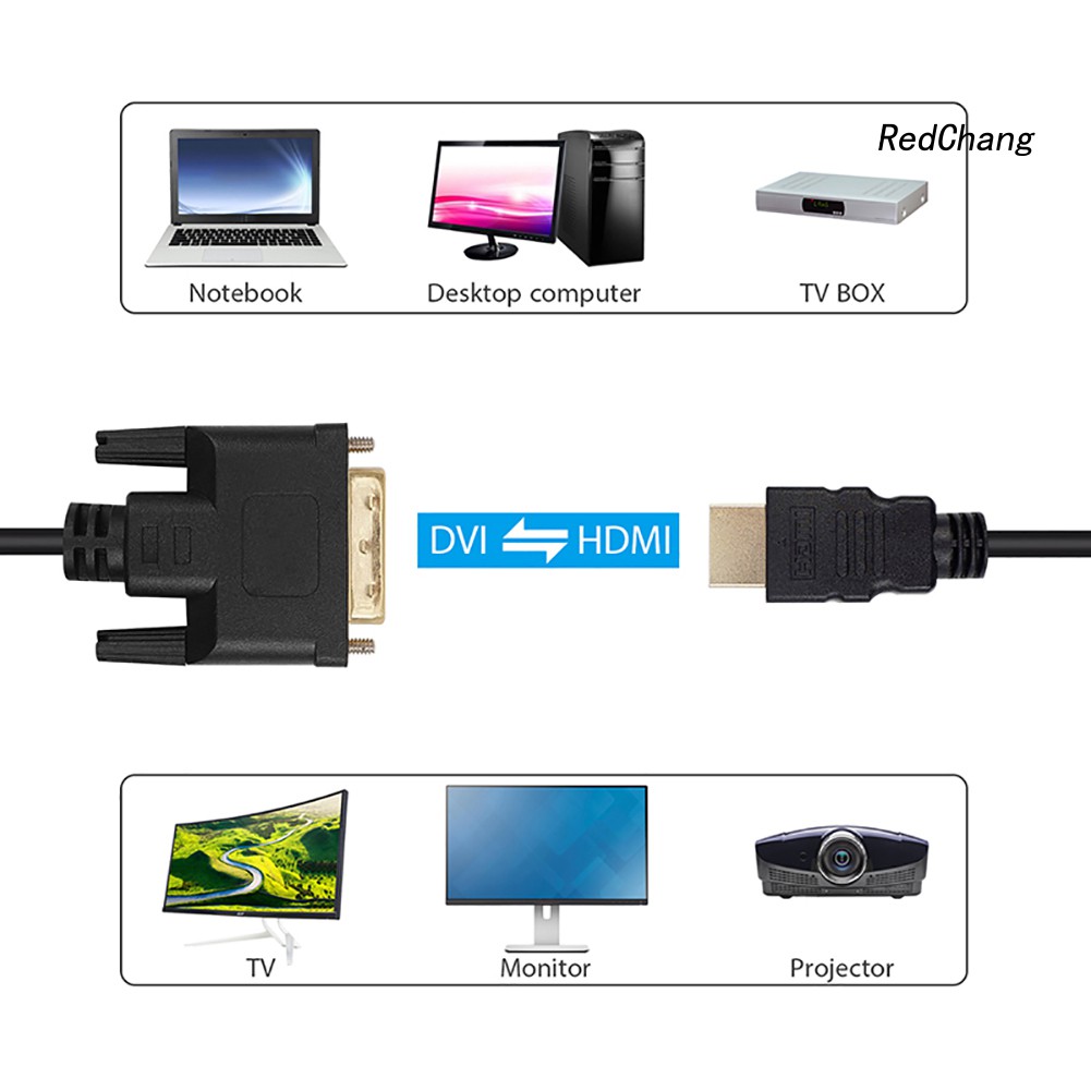 -SPQ- DOONJIEY 1m Durable Gold Plated DVI-D 24+1Pin Male to HDMI Digital Cable Lead