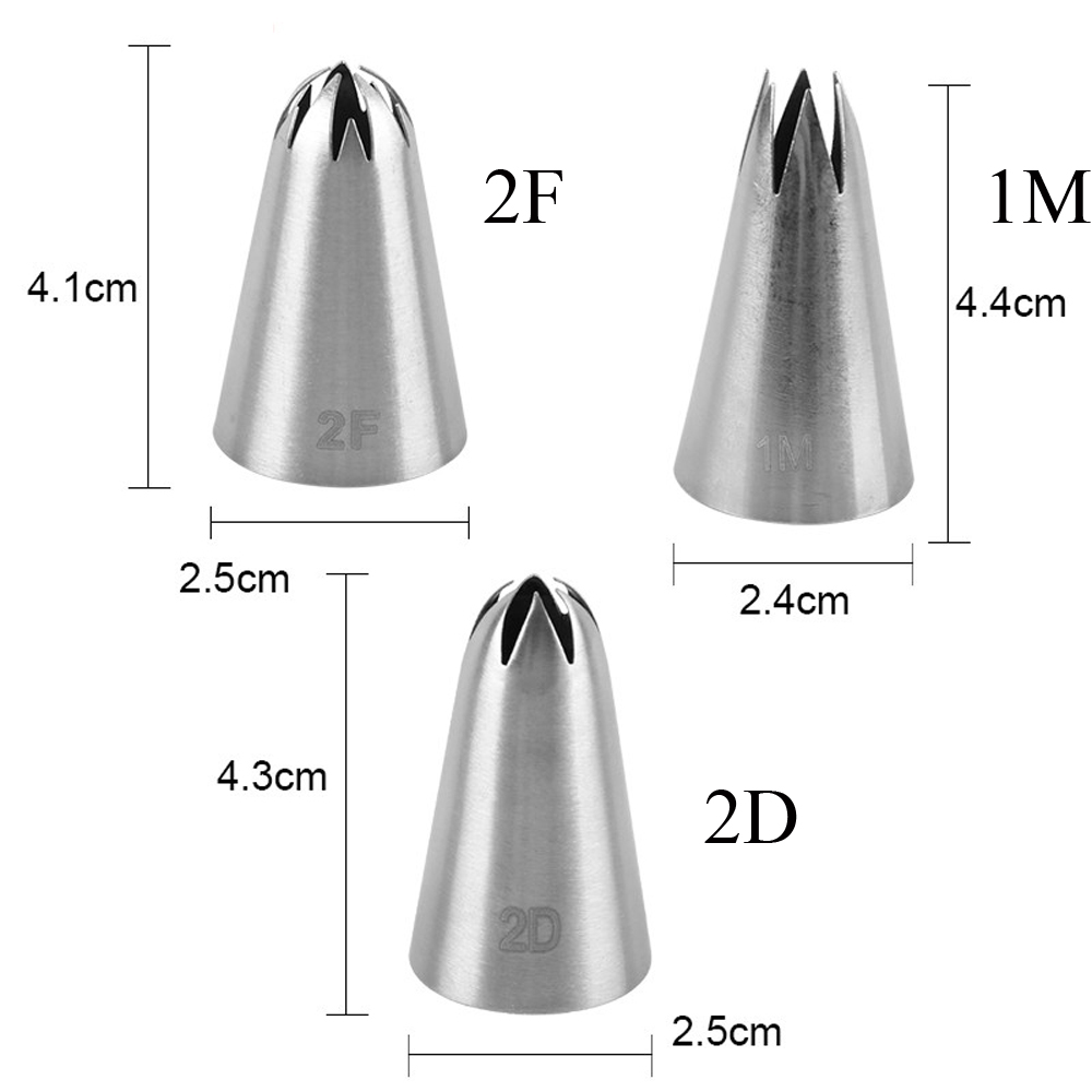 1 / 3 Đuôi Bắt Bông Kem Trang Trí Bánh Bằng Thép Không Gỉ