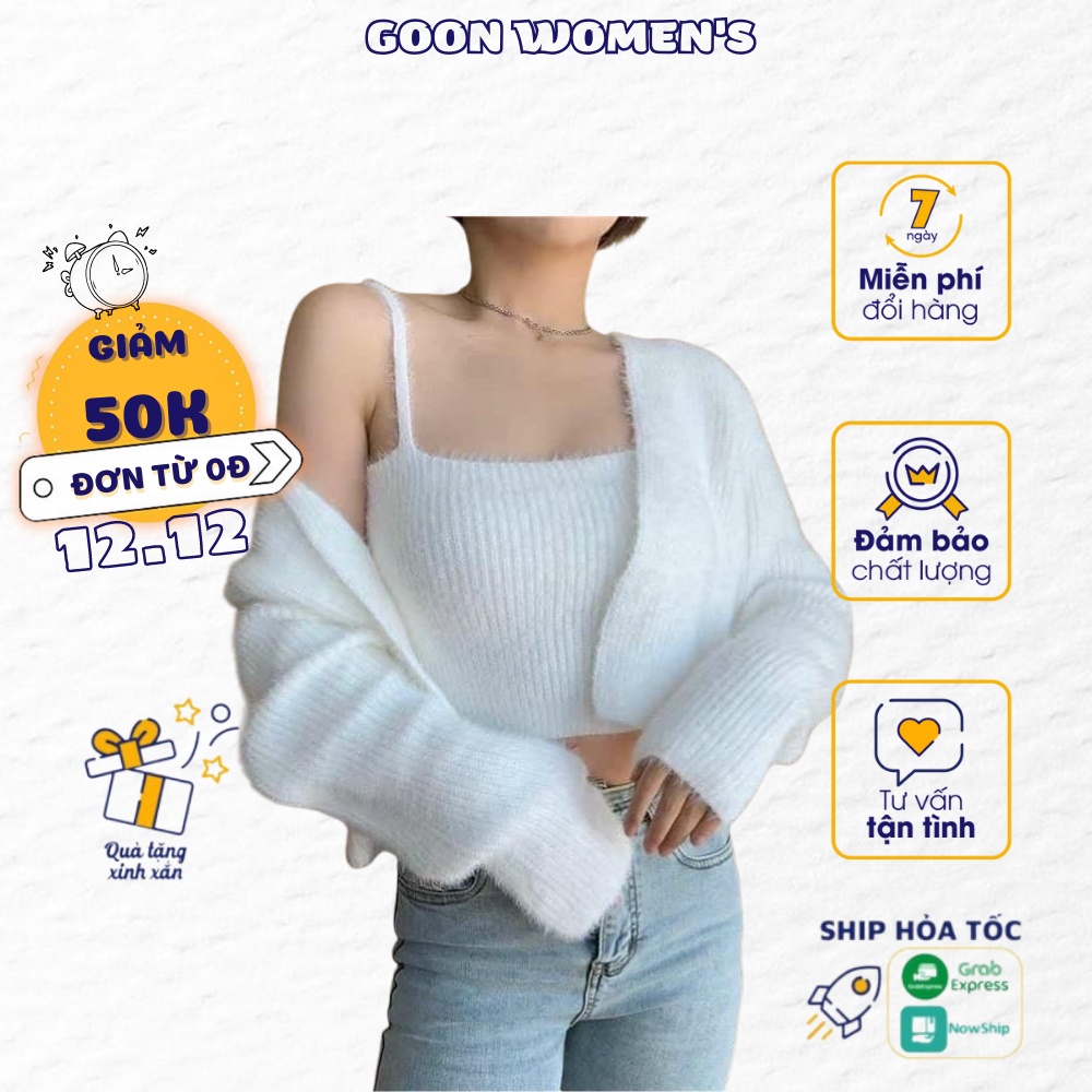 Combo Áo Khoác Lông Và Áo 2 Dây Chất Liệu Mềm Mại Goon Women's - 044