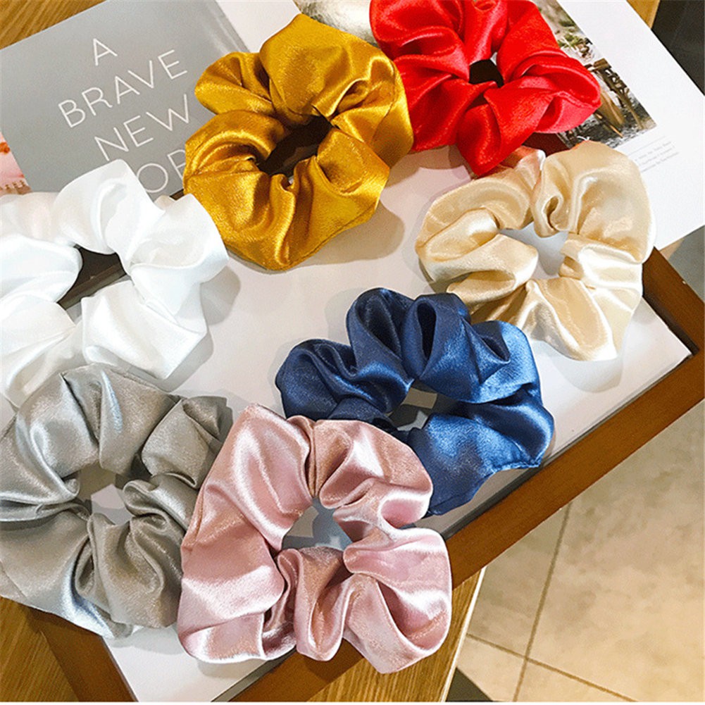 Cột tóc Vải Scrunchies - dây buộc tóc vải các màu vintage ảnh thật