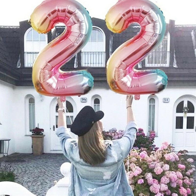 Bong bóng tráng nhôm hình chữ Happy Birthday 1 màu sắc tuyến tính
