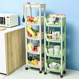 Đồ dùng nhà bếp & Phòng ăn☸✓✷Kệ rau củ quả nhà bếp, giỏ di động, kệ, đựng đồ gia đình nhiều tầng cao từ trần xuống