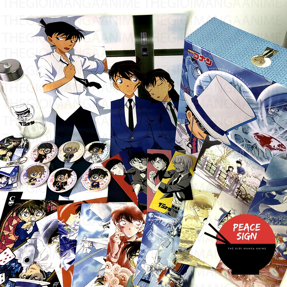 Hộp quà tặng to DETECTIVE CONAN KAITO KID Thám Tử Lừng Danh ảnh dán vòng tay ảnh thẻ postcard anime chibi