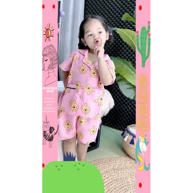 đồ bộ pijama lụa mặc nhà chất kate thái tay ngắn quần ngắn cho bé NH CLOTHINGS